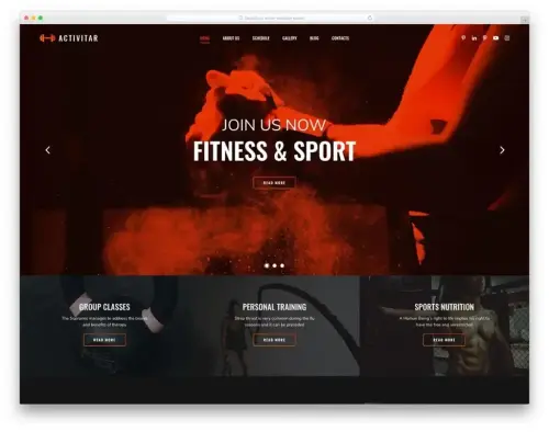 Activitar – Fitness Template