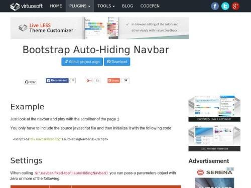 Bootstrap Auto-Hiding Navbar