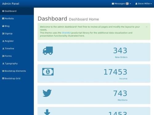 Deep Blue Admin (Free Template