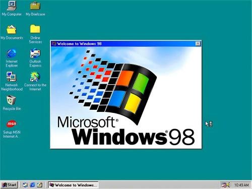 Windows 98 RC0, Build 1723 (Welcome Window)